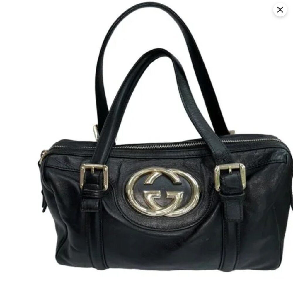 Gucci Black Satchel with Silver Accents